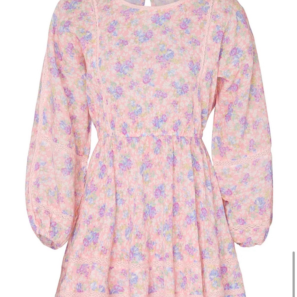LoveShackFancy Noelle Long-Sleeve Floral Dress - Pink Garden